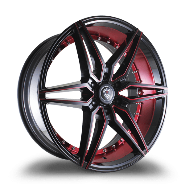 Marquee Wheels 22x9.5 et25 / 6x139.7 / cb78.1 Marquee Wheels M3259B 22" 6x139.7 Black / Red Milling 3259B2295613925BRM