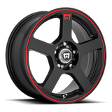 Motegi Racing 17x7 / 4x108/4x114.3 et40 / cb72.56 Motegi MR116 FS5 17" 4x108/4x114.3 Matte Black Red Racing Stripe MR11677003740