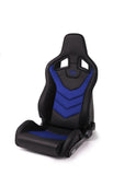 Recaro Black Vinyl/Blue Suede Recaro Sportster GT w/Sub-Hole Driver Seat 410.1SH.3165