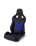 Recaro Black Vinyl/Blue Suede Recaro Sportster GT w/Sub-Hole Passenger Seat 410.2SH.3165