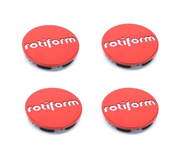 Rotiform Silver on Red Rotiform Standard Center Cap (Set of 4) Rotiform-Cap-Red-Silver-KT