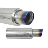 Injen 2 3/8 Universal Muffler w/Titanium burnt rolled Tip and stainless steel resonated inner wall | SES225TT