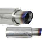 Injen 3.00 Universal Muffler w/Titanium burnt rolled Tip and stainless steel resonated inner wall | SES300TT