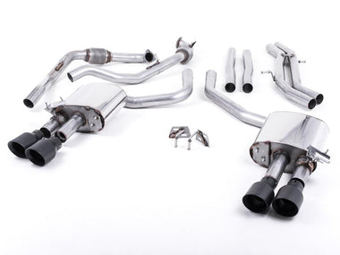 Milltek Non-Resonated - Quad GT-100 Cerakote Black Tips Milltek 2.5" Valved Non-Resonated Cat Back Exhaust - Audi B9 S4 | S5 | 3.0T (w/ Sport Diff) SSXAU701