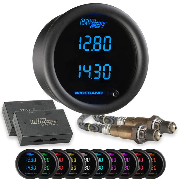 GlowShift Gauges 10 Color Dual Digital Wideband Air/Fuel Ratio Gauge | GS-TCD02W-Dual