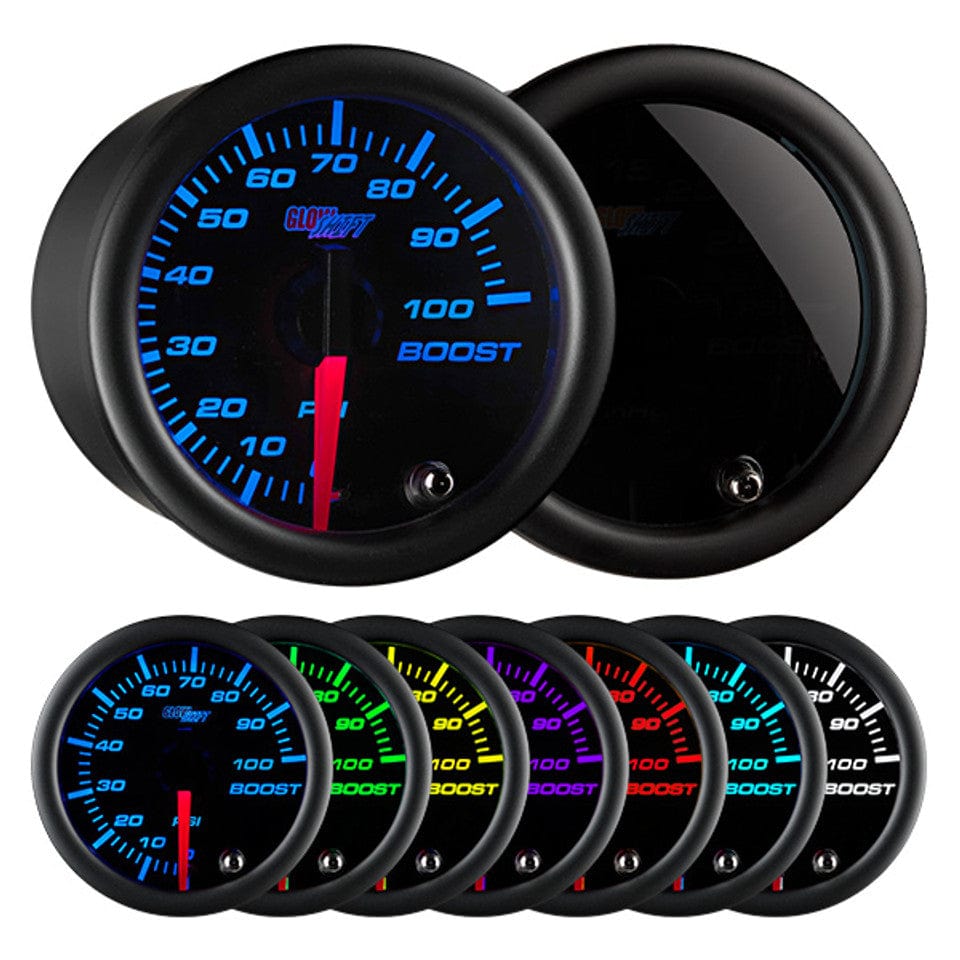 GlowShift Gauges Tinted 7 Color 100 PSI Boost Gauge GST701_100