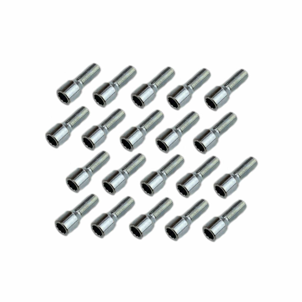 Find 20 Chrome Spline Lug Bolts Cone 14x1.5 1.1 28mm BMW 7 Mercedes C E S SL CL CLS In Garden - Foto 5