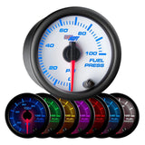 GlowShift Gauges White 7 Color 100 PSI Fuel Pressure Gauge | GS-W711