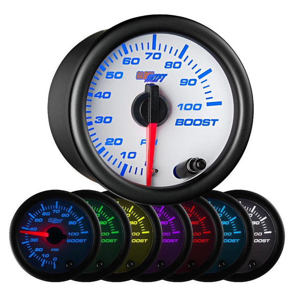 GlowShift Gauges White 7 Color 100 PSI Boost Gauge | GS-W701_100