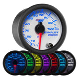 GlowShift Gauges White 7 Color 100 PSI Exhaust Pressure Gauge | GS-W723_100