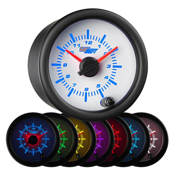 GlowShift Gauges White 7 Color Clock Gauge | GS-W718
