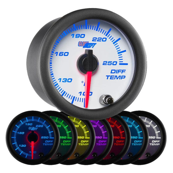 GlowShift Gauges White 7 Color Differential Temperature Gauge | GS-W722