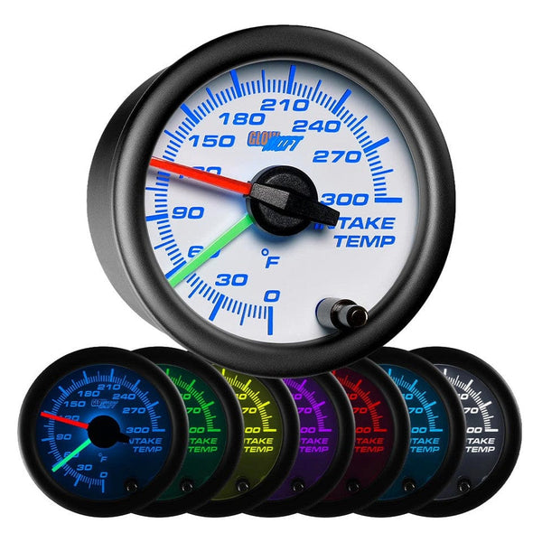GlowShift Gauges White 7 Color Dual Intake Temperature Gauge | GS-W720