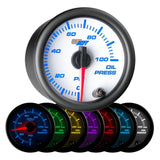 GlowShift Gauges White 7 Color Oil Pressure Gauge | GS-W704