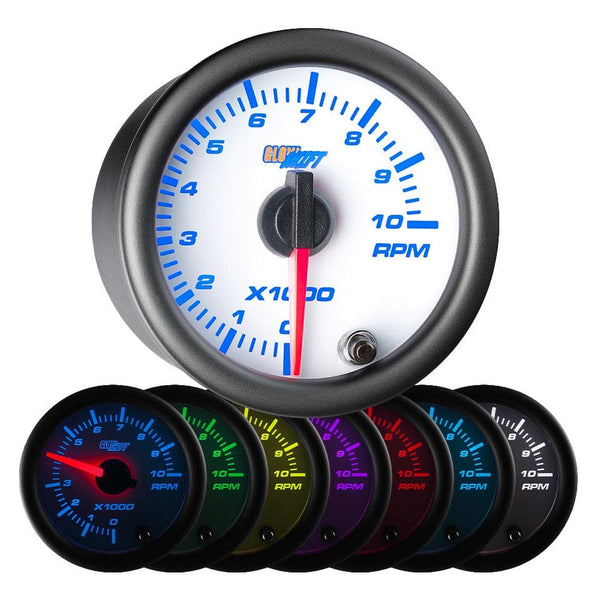GlowShift Gauges White 7 Color 2" Tachometer Gauge | GS-W710