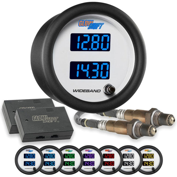 GlowShift Gauges White 7 Color Dual Digital Wideband Air/Fuel Ratio Gauge | GS-W702W_Dual