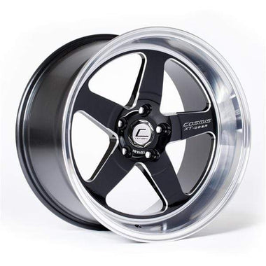 Cosmis Racing XT-005R Wheel Black w/ Machined Lip & Milled Spokes 18x9 +25mm 5x114.3 | XT005R-1890-25-5x114.3-BML
