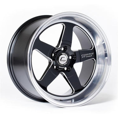 Cosmis Racing XT-005R Wheel Black w/ Machined Lip 18x9 +25mm 5x120 | XT005R-1890-25-5x120-BML