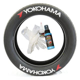 Tire Stickers 4 "YOKOHAMA" +Y SYMBOL / WHITE / 14"-16" / 1.25" Tire Stickers - YOKOHAMA WITH RED LOGO - Permanent YOKOHAMA-1416-125-4-W