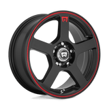 Motegi Racing 18x8 et35 / 5x100/5x114.3 / cb72.56 Motegi MR116 FS5 18" 5x100/5x114.3 Matte Black Red Racing Stripe MR11688031735US
