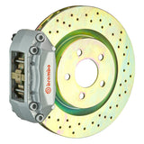 Brembo (285x28mm) / 1-Piece Drilled / Silver (A-Style - Cast 2-Piece Radial Mount) Brembo 4-Piston GT System (Front) - Fiat / 500 Pop / Sport / Lounge / Abarth 1A4.3002A3