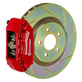 Brembo (330x28mm) / 1-Piece Slotted Type-1 / Red (A-Style - Cast 2-Piece Radial Mount) Brembo 4-Piston GT System (Front) - VW / Jetta / GLI / GTI / Rabbit (Mk5) / Golf / GTI / GLI (Mk6) / Beetle Turbo 1A5.6008A2