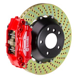 Brembo (345x28mm) / 2-Piece Drilled / Red (C-Style - Cast 2-Piece Radial Mount) Brembo 4-Piston GT System (Rear) - BMW / 330i/Ci (non xDrive) (E46) 2C1.8013A2