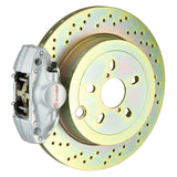 Brembo (294x19mm) / 1-Piece Drilled / Silver (E-Style - Cast 2-Piece Axial Mount) Brembo 2-Piston GT System (Rear) - BMW / 323i/25i/28i (non xDrive) (E46) 2E4.4002A3
