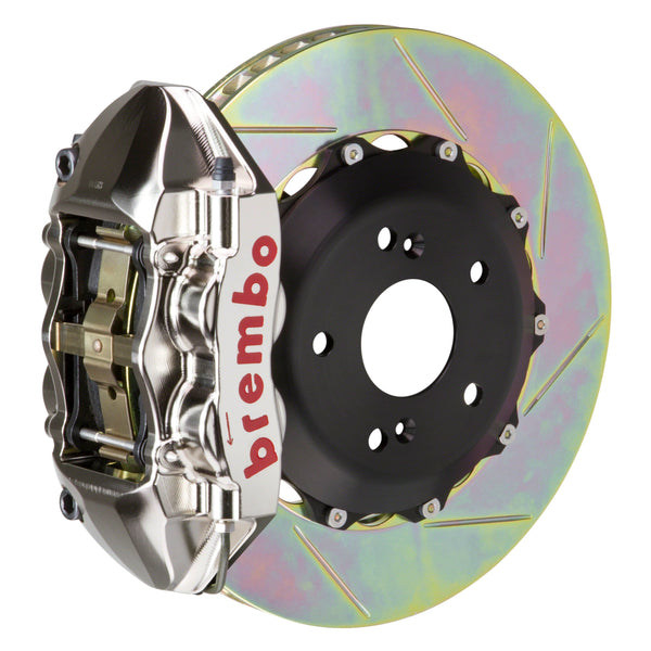 Brembo (328x28mm) / 2-Piece Slotted Type-1 / Nickel Plated (P-Style - Billet Monobloc Radial Mount) Brembo 4-Piston GT-R System (Rear) - Audi / TT 3.2L / TT-S / TT-RS (8J) 2P2.6007AR
