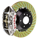 Brembo (345x28mm) / 2-Piece Drilled / Nickel Plated (P-Style - Billet Monobloc Radial Mount) Brembo 4-Piston GT-R System (Rear) - BMW / 325i/28i (non xDrive) (E9x) 2P1.8010AR