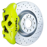 Brembo (345x30mm) / 1-Piece Drilled / Flourescent Yellow (S-Style - Cast Monobloc Radial Mount) Brembo 4-Piston GT System (Front) - VW/Audi / GLI / GTI (Mk5-6) / CC / Beetle Turbo / A3 (8P) 1S4.8002A7
