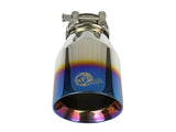 AFE aFe Mach Force XP 304 Stainless Steel Clamp-On Exhaust Tip 2.5in Inlet / 4in Outlet - Blue Flame 49T25404-L071