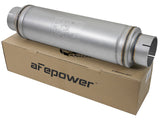 aFe ATLAS Aluminized Steel Muffler 5in Center/Center 24in L x 7in Diameter - Round Body | 49M00023