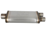 AFE aFe MACHForce XP SS Muffler 3in Center Inlet / 2.5in Dual Outlets 18in L x 9in W x4in H Body 49M00018