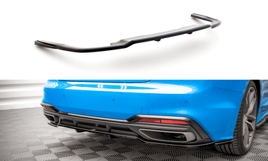 Maxton Design GLOSS BLACK Maxton Design Central Rear Splitter (With Vertial Bars) Audi A5 S-Line F5 Facelift AU-A5-2F-SLINE-SB-RD1G+RD2G