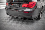 Maxton Design GLOSS BLACK Maxton Design Central Rear Splitter (With Vertal Bars) - BMW / F01 / 7-Series / M-Pack BM-7-01-MPACK-RD1G+RD2G