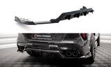 Maxton Design GLOSS BLACK Maxton Design Central Rear Splitter (w/ Vertical Bars) - BMW X6 M F96 BM-X6-F96-M-RD1G+RD2G