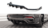 Maxton Design GLOSS BLACK Maxton Design Central Rear Splitter (w/ Vertical Bars) - BMW X6 M-PACK F16 BM-X6-16-MPACK-RD1G+RD2G