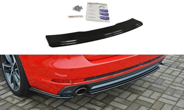 Maxton Design New GLOSS BLACK Maxton Design Central Rear Splitter Audi A4 B9 S-Line AU-A4-B9-SLINE-AV-RD1G