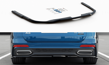 Maxton Design GLOSS BLACK Maxton Design Central Rear Splitter Audi A6 S-Line Avant / Sedan C8 AU-A6-C8-SLINE-RD1G