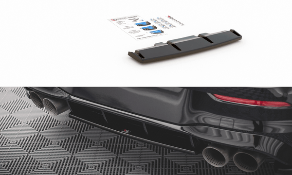 Maxton Design GLOSS BLACK Maxton Design Central Rear Splitter For - VW Golf R Mk8 VW-GO-8-R-RD1G