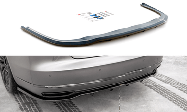 Maxton Design GLOSS BLACK Central Rear Splitter (With Vertical Bars) Audi A8 D4 Facelift AU-A8-D4F-RD1G+RD2G