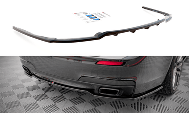 Maxton Design GLOSS BLACK Maxton Design Central Rear Splitter (With Vertal Bars) - BMW / F01 / 7-Series / M-Pack BM-7-01-MPACK-RD1G+RD2G