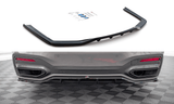 Maxton Design GLOSS BLACK Maxton Design Central Rear Splitter (With Vertical Bars) BMW 7 M-Pack G11 Facelift BM-7-11F-MPACK-RD1G+RD2G