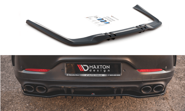 Maxton Design GLOSS BLACK Maxton Design Central Rear Splitter (With Vertical Bars) Mercedes-AMG 53 4 Door Coupe ME-GT-4D-53-RD1G+RD2G