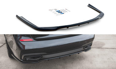 Maxton Design New GLOSS BLACK Maxton Design Central Rear Splitter (With Vertical Bars) For BMW 7 M-Package G11 BM-7-11-MPACK-RD2G+RD3G