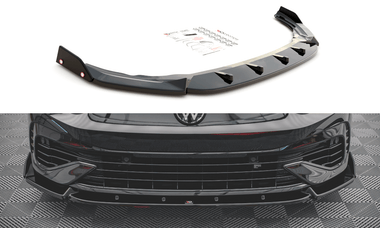 Maxton Design GLOSS BLACK Maxton Design Front Splitter + Flaps V.2 - VW Golf R Mk8 VW-GO-8-R-FD2G+FSF