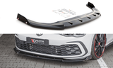 Maxton Design New GLOSS BLACK Maxton Design Front Splitter + Flaps V.3 Volkswagen Golf Mk8 GTi / R-Line VW-GO-8-GTI-FD3G+FSF