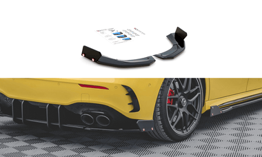 Maxton Design New GLOSS BLACK Maxton Design Rear Side Splitters + Flaps V.2 Mercedes-AMG A45 S ME-A-177-45-RSD2G+RSF