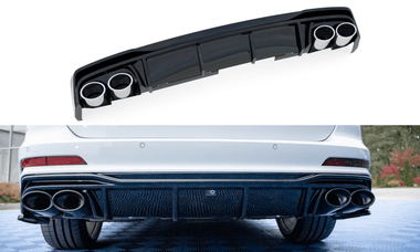 Maxton Design New GLOSS BLACK + CHROME TIPS Maxton Design Rear Valance + Exhaust Ends Imitation Audi A6 C8 S-Line AU-A6-C8-SLINE-RS1G+RS1RG+CHROME